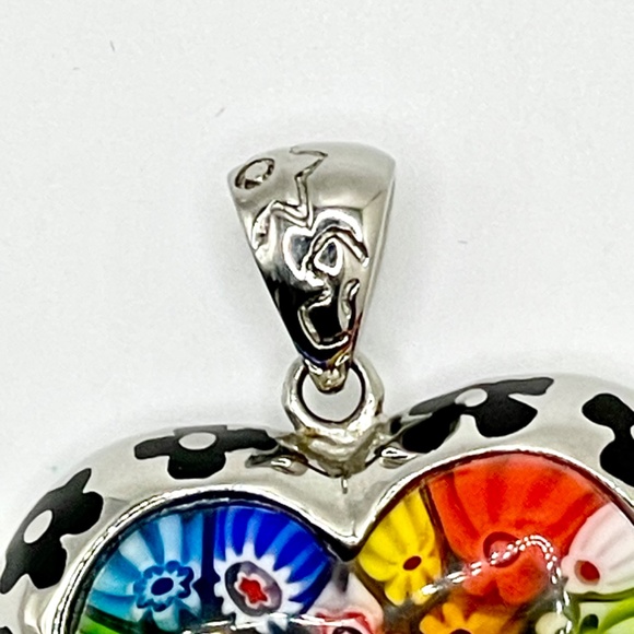 Stainless Steel Millefiori Dimensional Heart Pendant - Picture 9 of 10